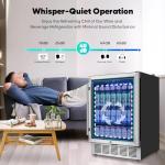 ORYMUSE 24" Beverage Refrigerator & Cooler, 180 Cans Under Counter Fridge with Lock, Glass Door & Powerful Cooling Compressor - Quiet, Built-in/Freestanding Drink Fridge