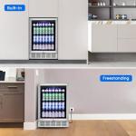 ORYMUSE 24" Beverage Refrigerator & Cooler, 180 Cans Under Counter Fridge with Lock, Glass Door & Powerful Cooling Compressor - Quiet, Built-in/Freestanding Drink Fridge