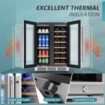 EUHOMY Wine and Beverage Refrigerator, 24 Inch Dual Zone Wine Cooler with Glass Door Hold 21 Bottles and 88 Cans, Built in or Under Counter Wine Fridge with Blue LED Light