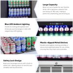 ORYMUSE 24" Beverage Refrigerator & Cooler, 180 Cans Under Counter Fridge with Lock, Glass Door & Powerful Cooling Compressor - Quiet, Built-in/Freestanding Drink Fridge