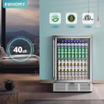 EUHOMY 24 Inch Beverage Refrigerator, 180 Can Built-in Beverage Cooler, Under Counter Beer Fridge with Glass Door for Soda, Water, Wine - For Kitchen, Bar or Office