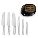 Smeg Black Stainless Steel Knife Block Set