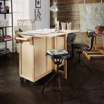 Kitchen Cart with Breakfast Bar and Stainless Steel Top