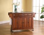 Crosley Rolling Kitchen Island with Grey Granite Top