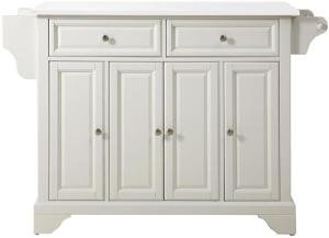 Lafayette White Kitchen Island Cart with Granite Top