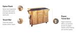 Kitchen Cart with Breakfast Bar and Stainless Steel Top