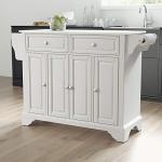 Lafayette White Kitchen Island Cart with Granite Top