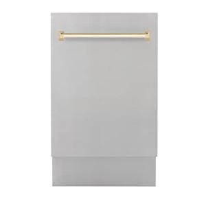 ZLINE 18" Compact Top Control Dishwasher with Gold Handle