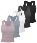 5 Pack Women's Racerback Workout Tanks - Large