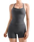 High-Waisted Women's Biker Short Set in Grey