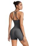 High-Waisted Women's Biker Short Set in Grey