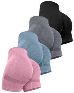 Women's High Waisted Booty Shorts - 4 Pack