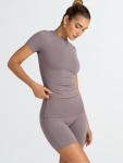 Women's 2 Piece Gym Outfit Set in Coffee Grey