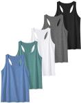 5 Pack Women's Athletic Tank Tops, Racerback Styles