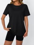 AUTOMET Women's Loose Fit Gym T-Shirt - Black