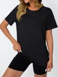 AUTOMET Women's Loose Fit Gym T-Shirt - Black