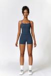 Women's Dark Blue Cross Back Tank & Biker Shorts Set