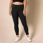 High-Rise Women's Workout Leggings, Plus Size, Black