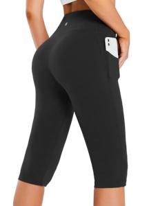 Baleaf Women's High Waisted Capri Leggings with Pockets