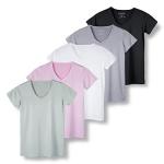 5 Pack Women's V-Neck Workout T-Shirts