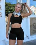 OLCHEE Women's Backless Sports Bra & Booty Shorts Set