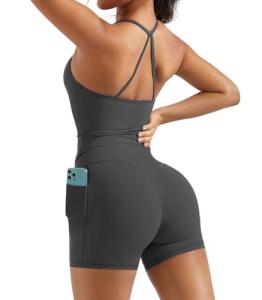 OMKAGI Women's Athletic Set with Padded Bra & Shorts