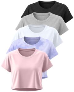 5 Pack Women's Dry Fit Crop Tops - Plus Size