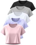 5 Pack Women's Dry Fit Crop Tops - Plus Size