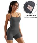 OMKAGI Women's Athletic Set with Padded Bra & Shorts