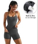 OMKAGI Women's Athletic Set with Padded Bra & Shorts