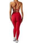 Ribbed 2-Piece Women’s Yoga Set - Red