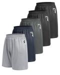 BOOJO Men's Quick Dry Athletic Gym Shorts - 5 Pack