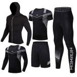 Men's 5-Piece Workout Set: Shirt, Pants, Hoodie