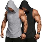 COOFANDY Men's 2 Pack Sleeveless Workout Hoodies