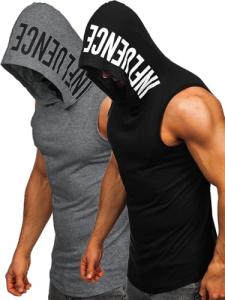 Men's 2 Pack Workout Hooded Tank Tops