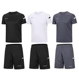 BUYJYA Men's 3 Pack Workout Shorts & Shirts