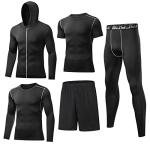 BUYJYA 5-Piece Men's Athletic Gym Outfit Set