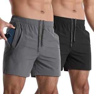 Lempue Lightweight 5-Inch Men's Workout Shorts - 2 Pack