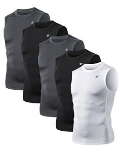 TELALEO 5 Pack Men's Sleeveless Compression Shirts