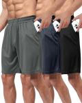 3 Pack Quick Dry Black Gym Shorts with Pockets