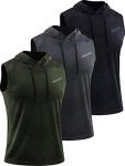 Men's Sleeveless Workout Tank Tops with Hoodie - 3 Pack