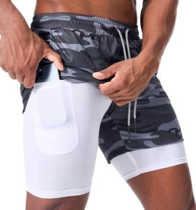 Surenow Men's 2-in-1 Quick Dry Running Shorts