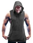 Men's Sleeveless Workout Hoodie Tank - Dark Grey