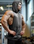 Men's Sleeveless Workout Hoodie Tank - Dark Grey