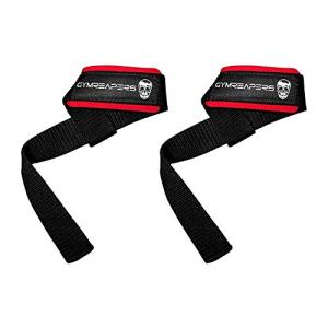 Gymreapers Padded Weightlifting Wrist Straps - Black/Red