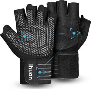 Ihuan Ventilated Weight Lifting Gloves with Wrist Support