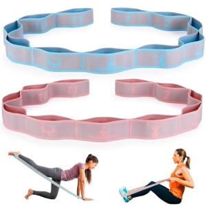 2PCS Elastic Yoga Stretch Straps with 11 Loops