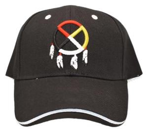 Native American Inspired Black Medicine Wheel Cap