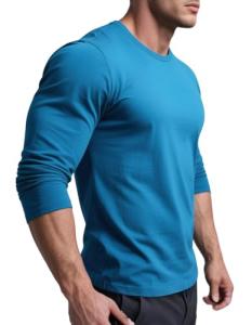 Men's Long Sleeve Thermal Gym Shirt - Waterfall Blue