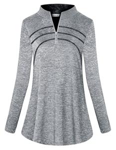 Women's Long Sleeve Fitness Polo Shirt - Grey
